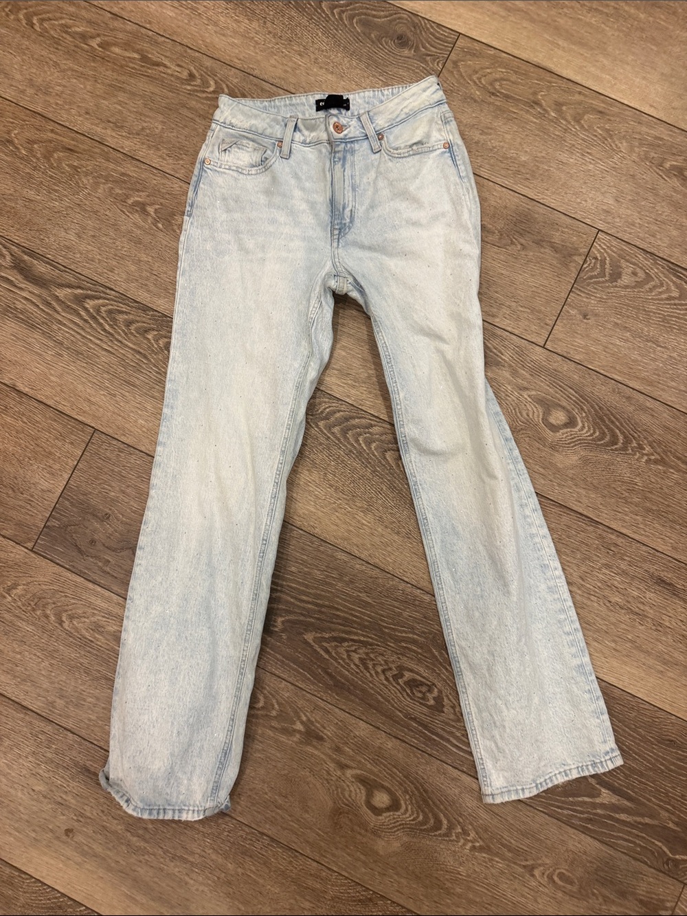 Edgely Light Wash Blue Straight Leg Women's Jeans Rhinestone Size 4